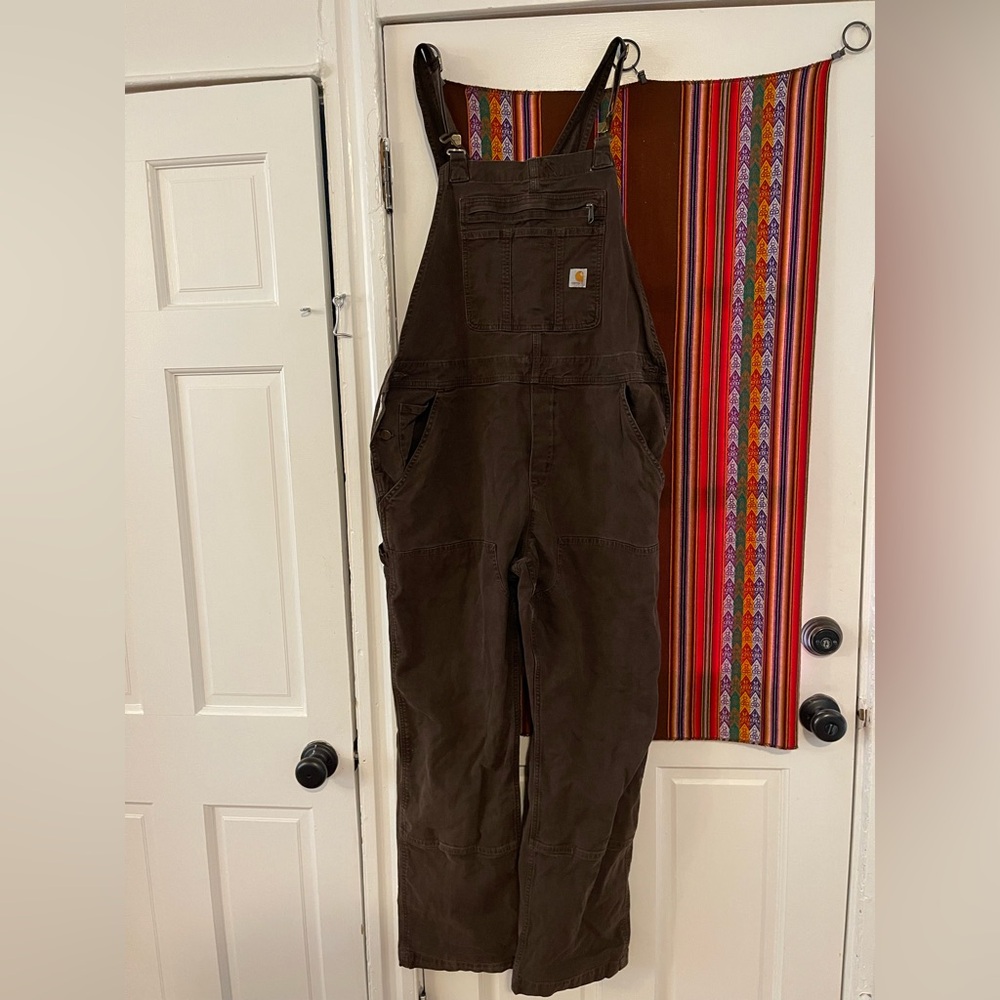 Dark Brown carharrt overalls women Xl 16-18 tall